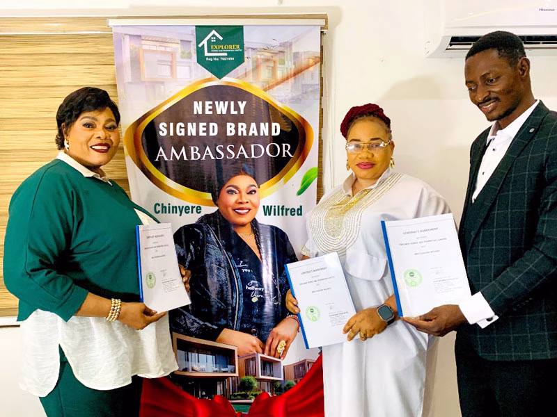 chinyere wilfred brand ambassador for explorer-homes and properties limited